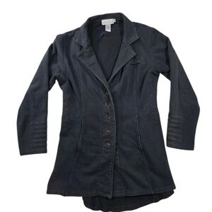 Women's soft surroundings dark gray tallulah blazer med. button duster jacket